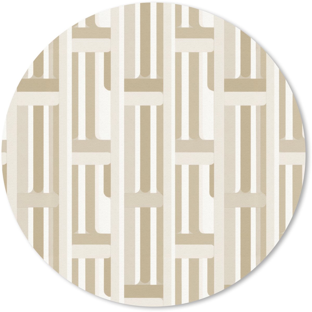 Muismat rond 50x50 cm - Mousepad Modern - Geometrisch - Beige - Ronde muismatten