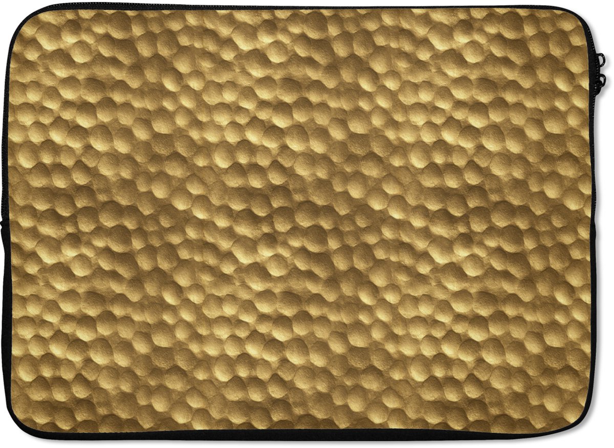 Laptophoes 14 inch - Metaal - Dynamisch - Goud - Laptop sleeve - Binnenmaat 33x23 cm - Zwarte achterkant