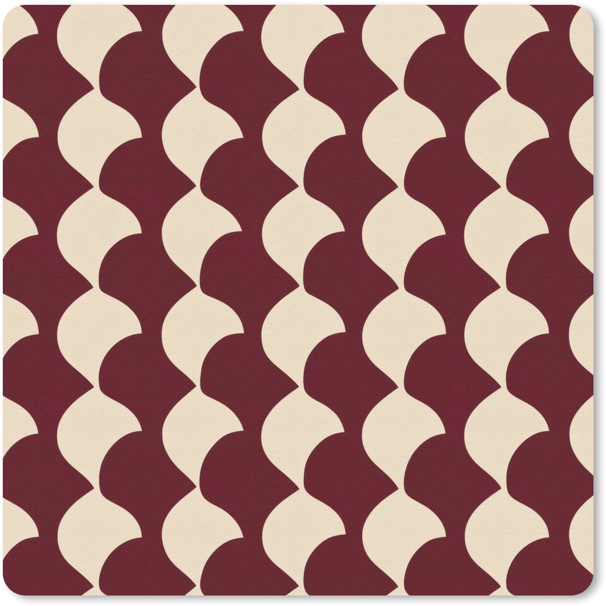 Muismat 30x30 cm - Mousepad Rood - Tegelpatroon - Crème - Muismatten
