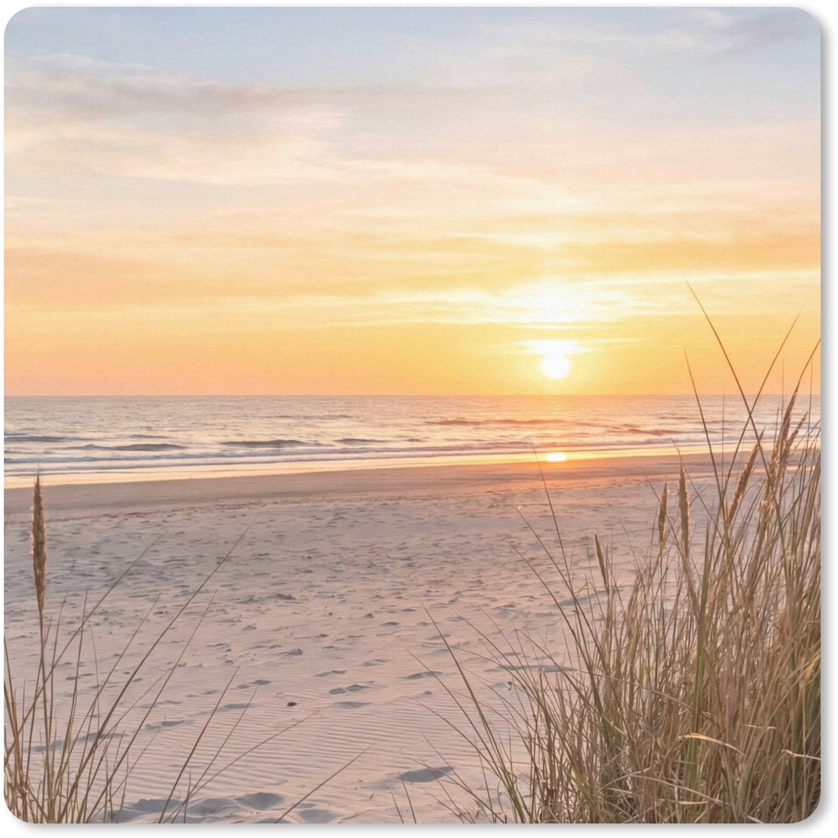 Muismat 20x20 cm - Mousepad Zonsondergang - Duinen - Zee - Muismatten