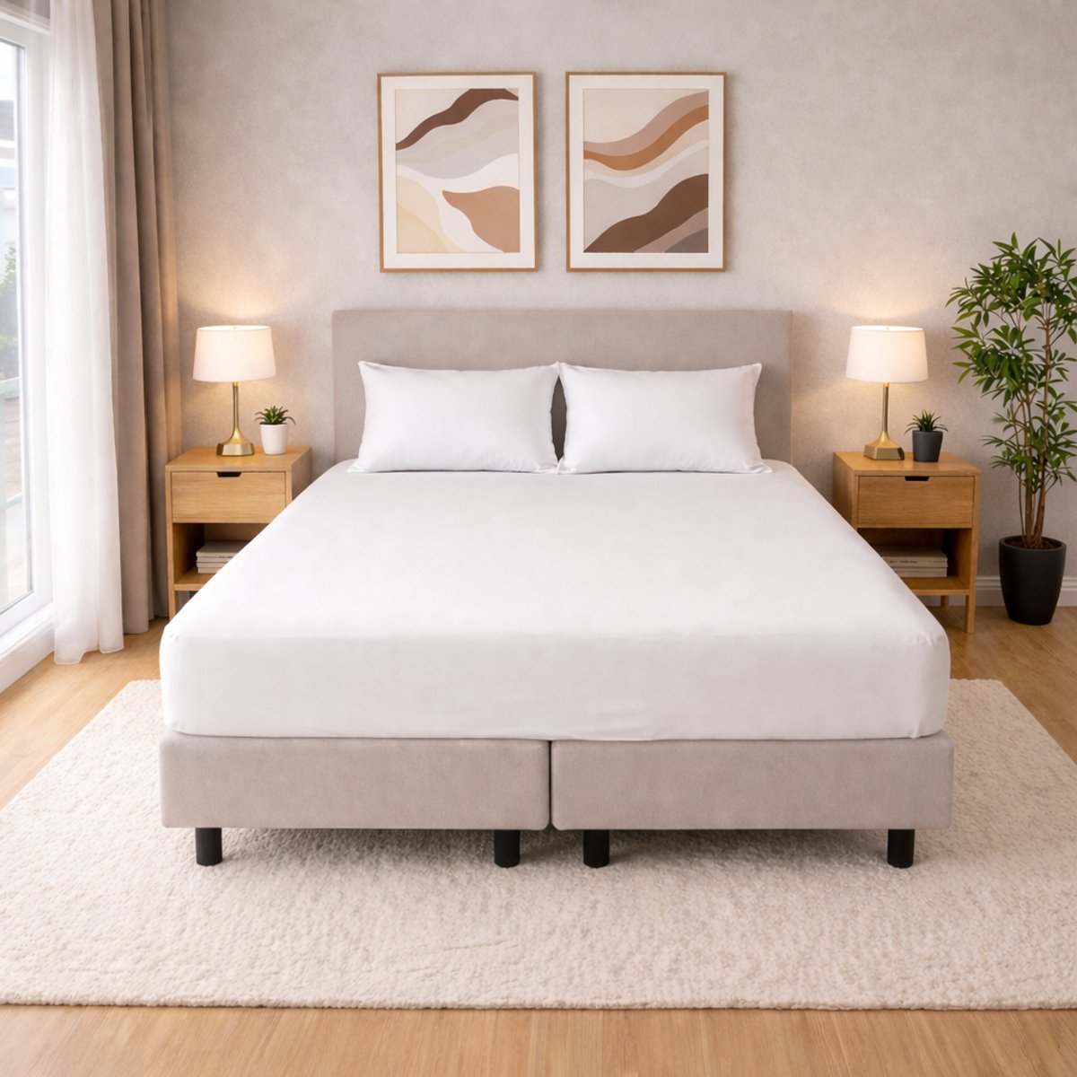 Polydaun hoeslaken - Jersey - wit - 180x200/220 cm