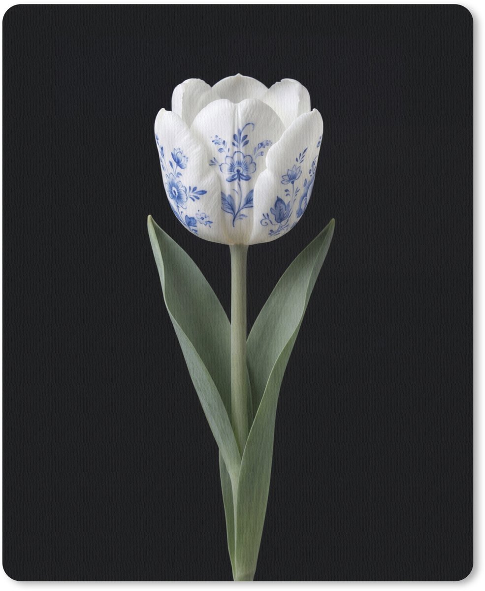 Muismat 12x16 cm - Mousepad Tulp - Patroon - Blauw - Muismatten