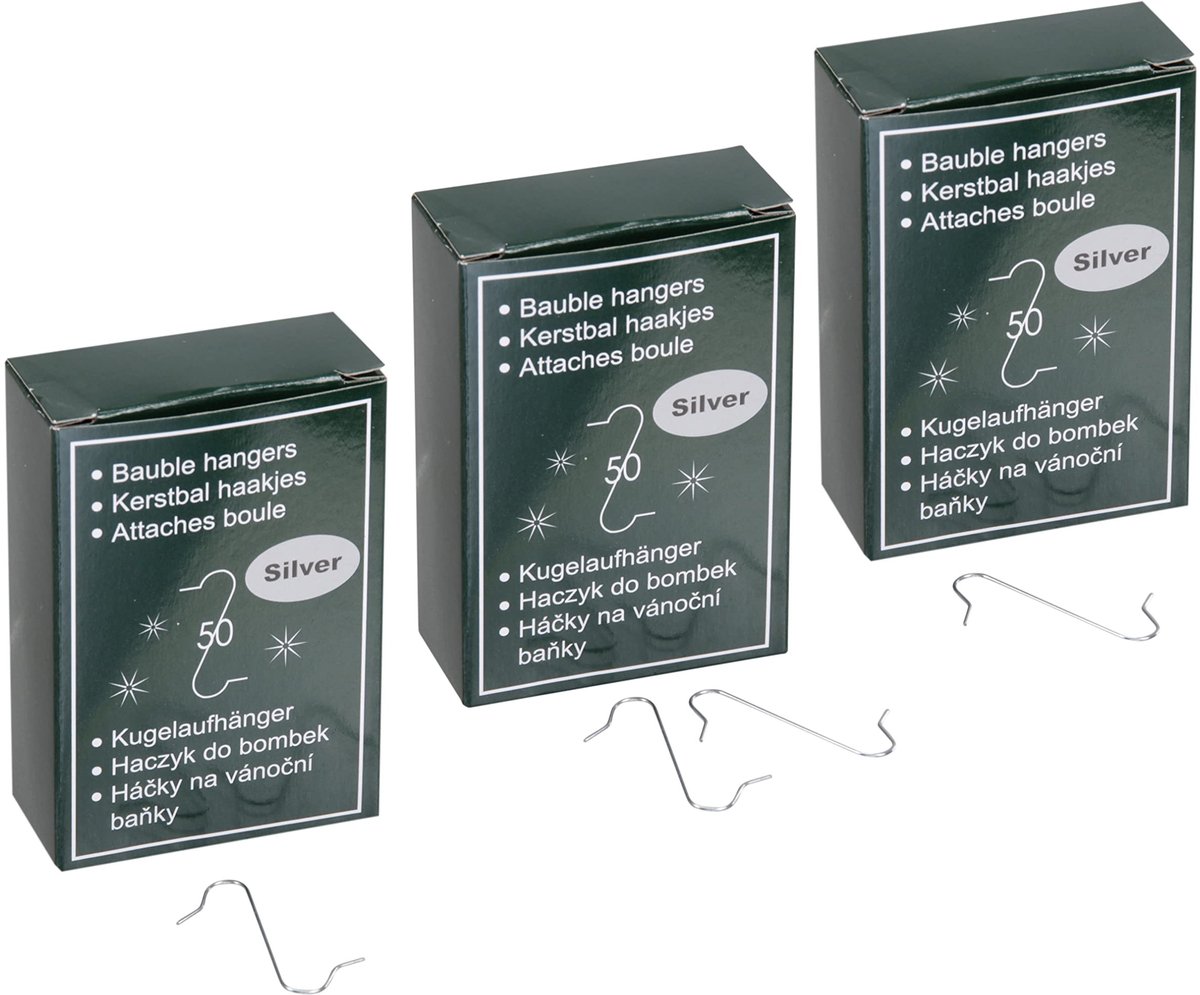 150 Stuks S-Haak Ball Pendants voor Kerstboomdecoraties - 33mm Zilver