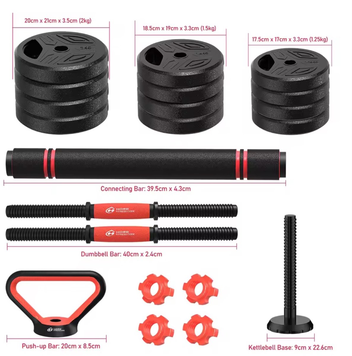 3-in-1 Barbell Set 20kg - Verstelbare Dumbbells & Halterstang met Gewichten - Complete Fitness & Krachttraining Set voor Home Gym - Barbell met Gewichten voor Armen, Borst, Rug en Full-Body Workouts – foto 5