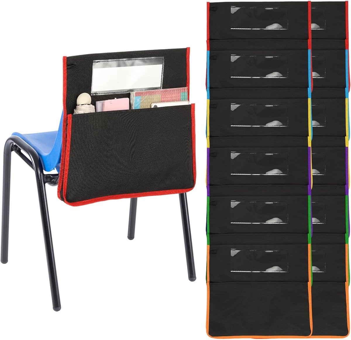 Classroom Seat Pockets - Lengte 16.5" - Breedte 15.4" - Bean Bags met Naam Slot - Multicolor - 12 Stuks