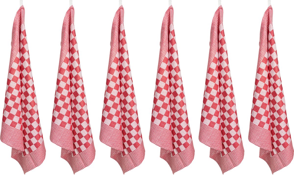 Art oms CARRÉ KEUKENHANDDOEK ROOD SET6 65X65CM - KATOEN