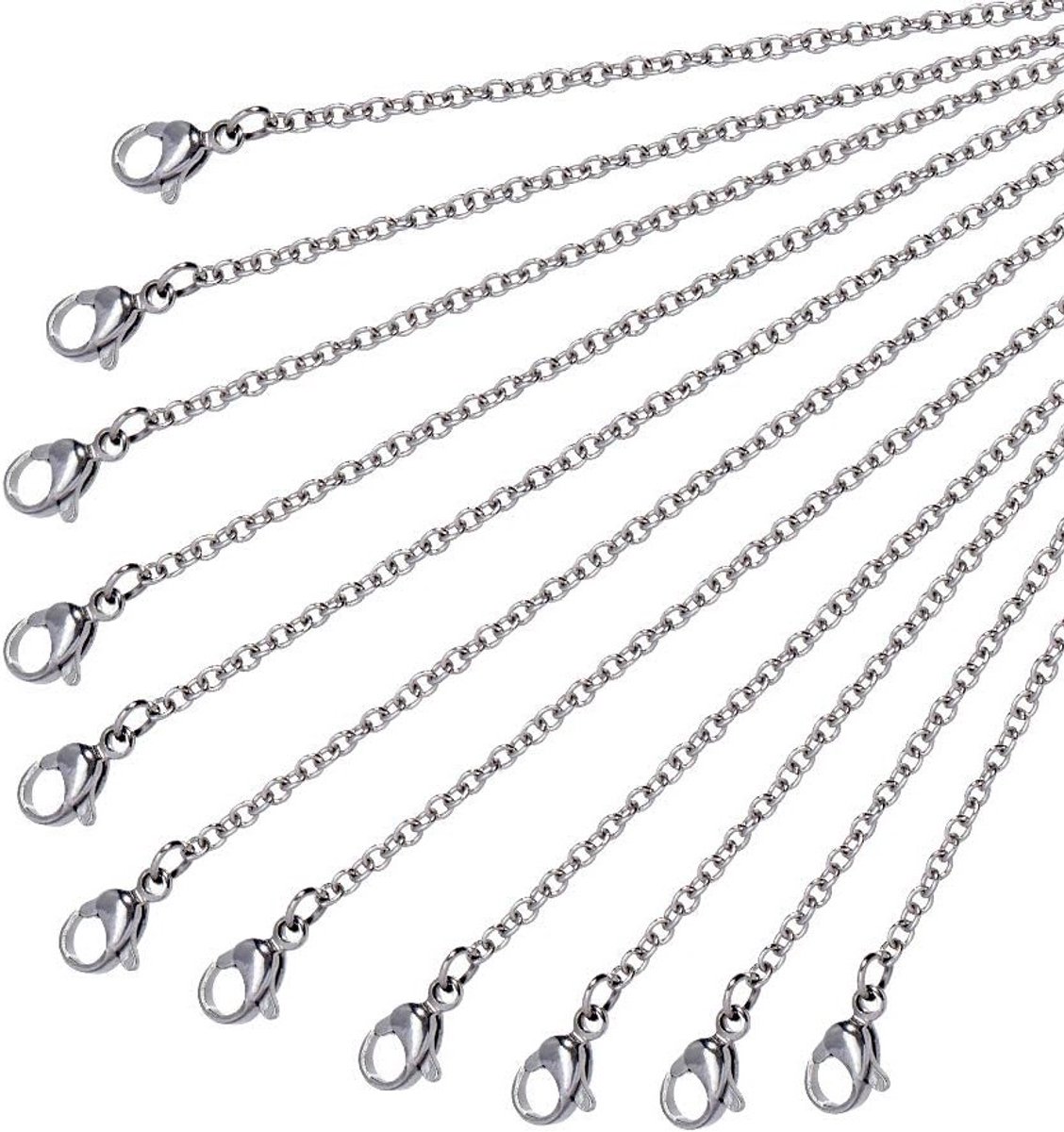 10 Pcs 50 cm Platinum RVS Draadketting met Lobster Clasp voor Hangers, Kettingen en Armbanden, DIY Sieraden Maken