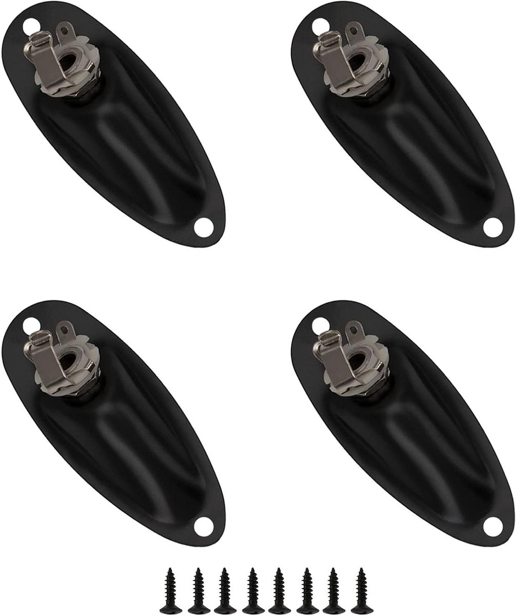 Gitaar Input Jack - Jack Plaat Socket - Gitaar Reparatie - Met Schroeven - 70mm Midden - Zwart