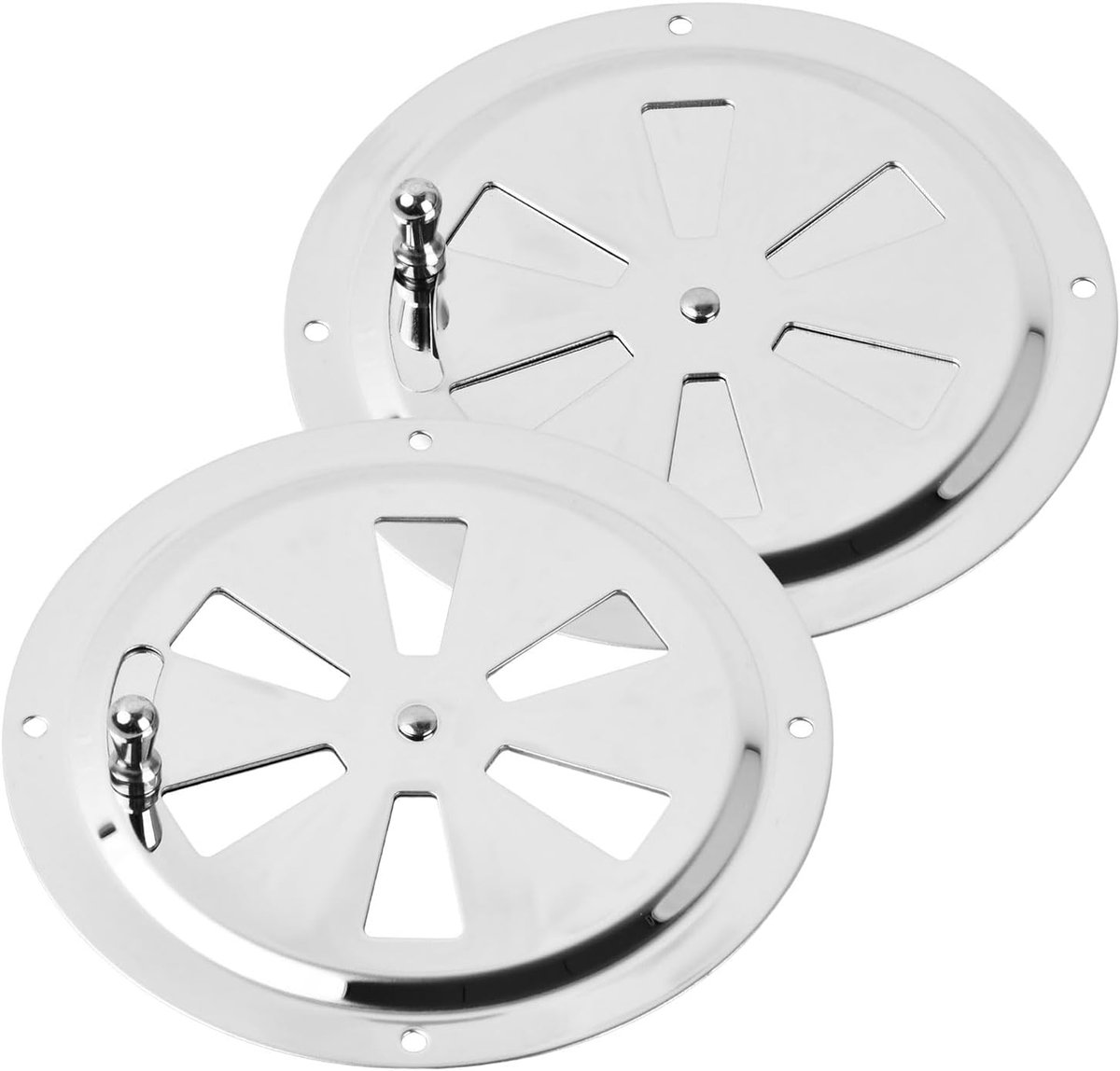 Set van 2 Ronde Ventilatieroosters - Gill Plate Ventilatierooster - RVS Ronde Ventilatierod voor BBQ Rookoven - Grill Ventilatie - Kachel Luchtstroom