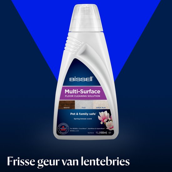 Witte BISSELL fles met multi-surface vloerreiniger in de geur Spring Breeze.