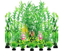 20 Stukken Kunstmatige Aquariumplanten - Groene Decoratie - Aquariumaccessoires voor Huishoudens en Kantoorgebruik - Simulatie van Kleine tot Grote Aquariums