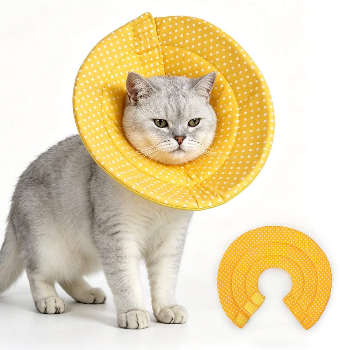 MAGICSHE Kattenkraag Voor Nazorg - Beschermkraag Kat - Elizabethaanse Kraag Hond Na Operatie - Anti-Beet Likken Geel XL