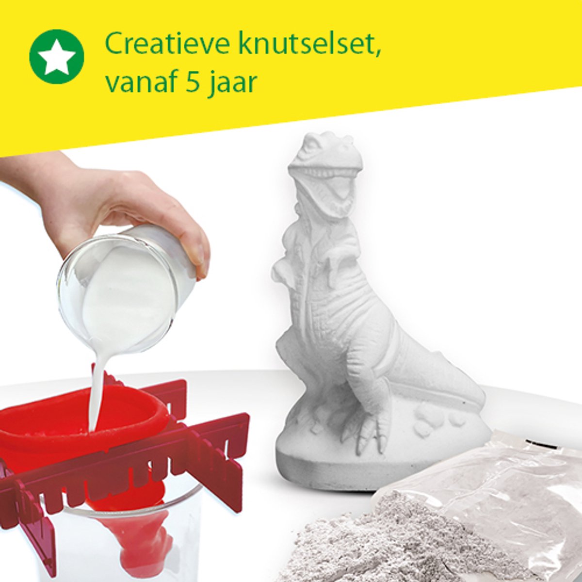 SES Creative - Gieten en schilderen - T-rex dino - sneldrogend - met gietmal, houder, gips, verf en penseel - knutselen jongens - Dinosaurus Speelgoed — afbeelding 5
