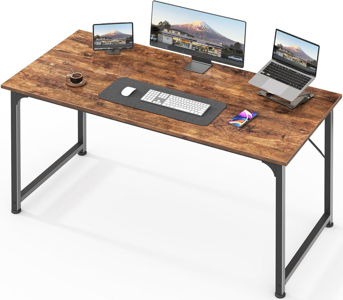 Computer Bureau - Bureau met Opbergruimte - Thuiswerken - Verstevigde Structuur - 48 inch - Rustiek Bruin