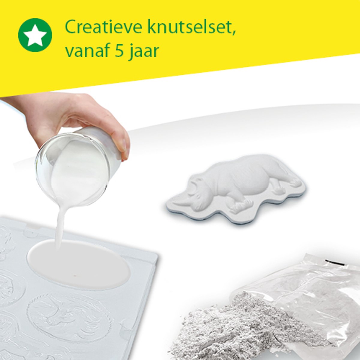 SES Creative - Gieten en Schilderen - Dieren - gips gieten - maak een giraffe, gorilla, panda en meer - met vormpjes, gips, verf en penseel — afbeelding 4