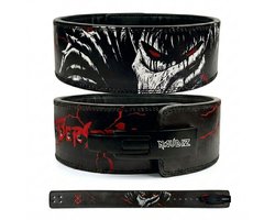 Naudiz Berserk - Brand Of Sacrifice Lever Belt 10MM – Gewichthefriem – Gewichthefriem – Powerlifting Belt – Leer – 10 cm – Zwart/Rood