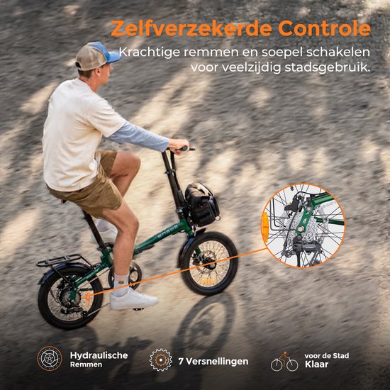 ENGWE ZIP Opvouwbare Elektrische Fiets 16 Inch - 250W Motor - 36V 10Ah Uitneembare Batterij - 25 km/u - Powerbank Functie - Inclusief Fietstas - Compacte Stads E-Bike, Zwart van ENGWE — afbeelding 3