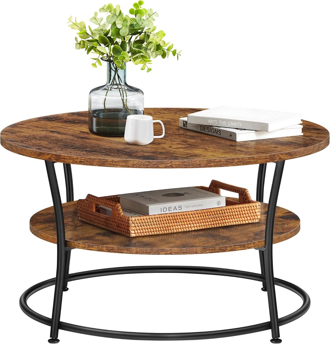 Vasagle Salontafel met Vintage Uitstraling en Opbergruimte Vintage Bruin + Zwart