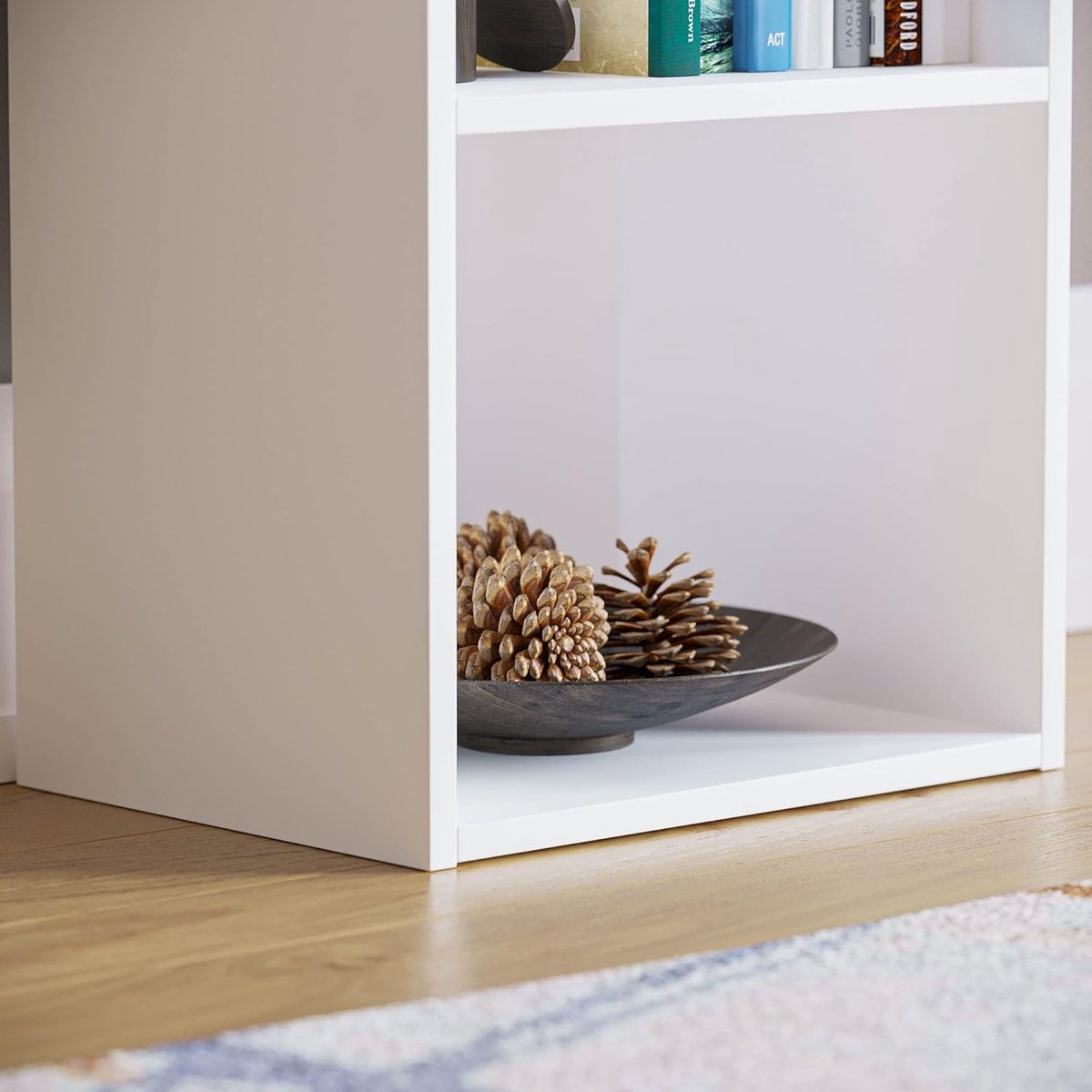 Boekenkast 5-Vaks Kubus - ABTkantoor Oxford Witte Houten Opbergkast - Smalle Hoge Boekenkast 132 x 32 x 24 cm - Moderne Vrijstaande & Wandmontage Kast voor Woonkamer, Kantoor & Slaapkamer