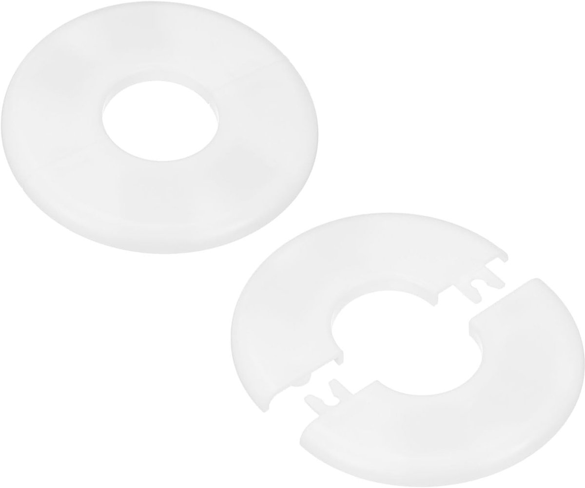Set van 2 Split Wall Flange - 32mm OD Tube - ABS Rosette Plate - Rond - Adhese Platen - Waterleiding/Faucet [Wit]