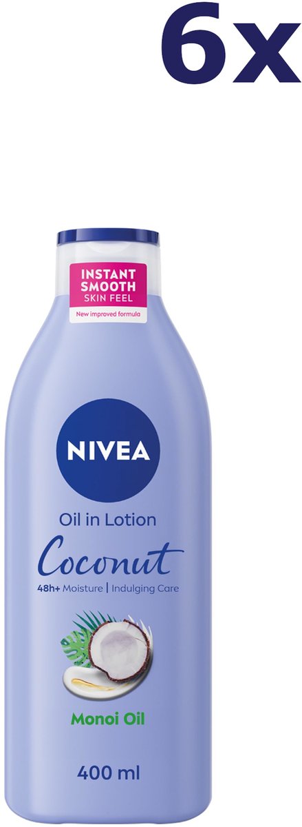 6x Nivea Oil in Lotion Coconut & Monoi Oil 400 ml