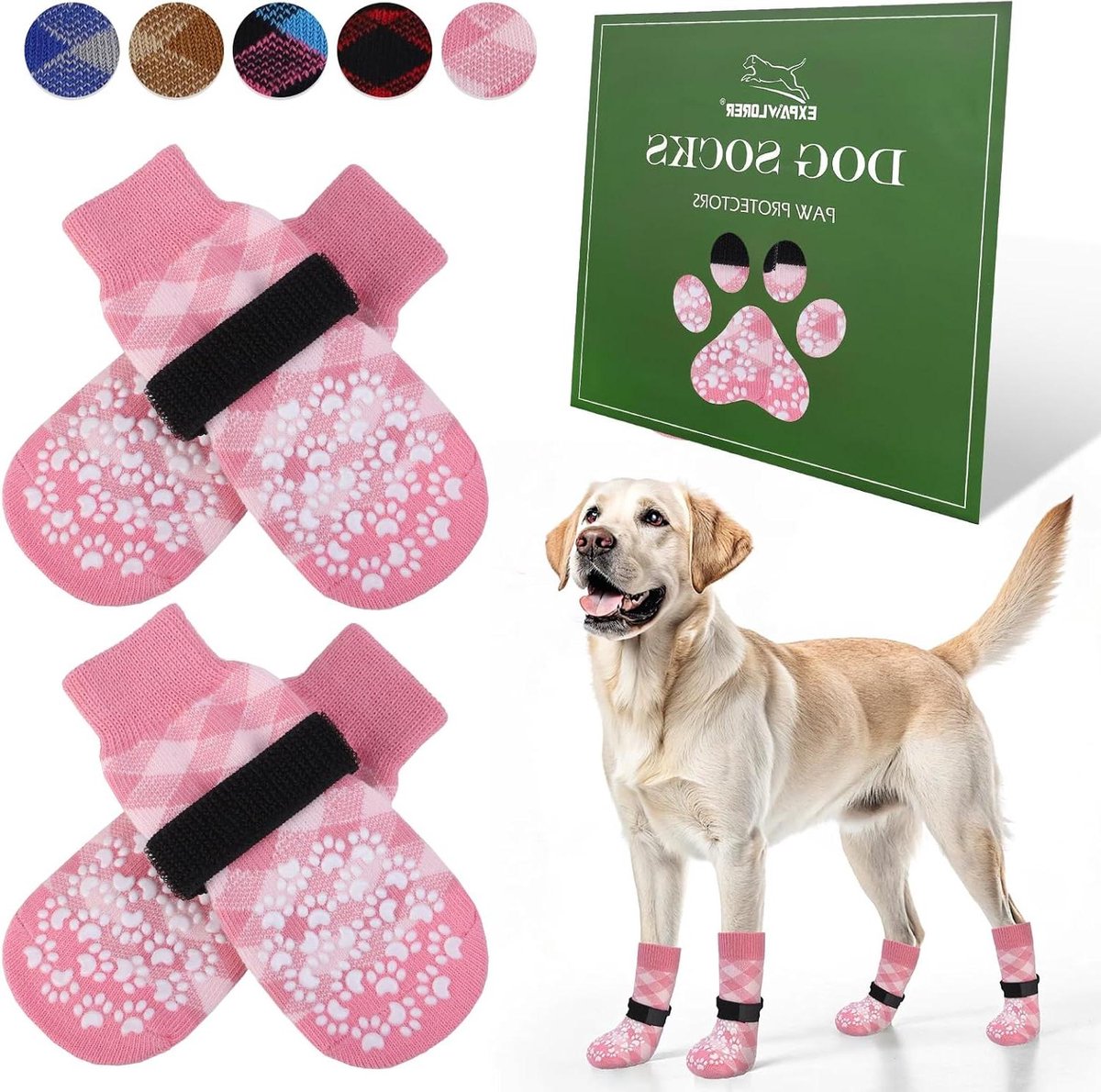 Hondensokken Antislip - Pootbeschermers Hond - Huisdier Comfort - Dubbelzijdige Pootgrepen - Maat M Pootbreedte 6.5cm - Roze