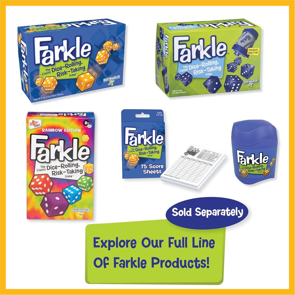 Farkle Dobbelspel - Dobbelstenen spel - Strategisch Spelen - Inclusief Beker - 9.36 x 22.32 x 15.2 cm - Meerkleurig