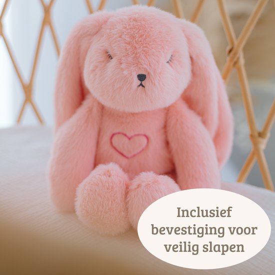 Lulla Bunny Slaapknuffel Roze – met natuurlijke hartslag & ademhaling – Slaaphulp – Werkt tot 12 uur – Hypoallergeen & Wasbaar – Voor Baby, Prematuur & Kind van Lulla doll — afbeelding 3