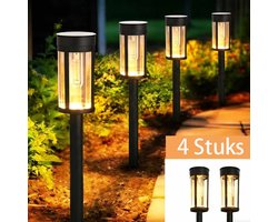 Meedeer Solar tuinverlichting-grondverlichting(4 stuks)- Tuinlampen-Tuinverlichting Op Zonne Energie-grondspots-warm wit - Grond Spots op Zonne-energie-8 Uur Buiten Verlichting-IP67 Waterdicht -Grondverlichting, Voor Tuin, Oprit