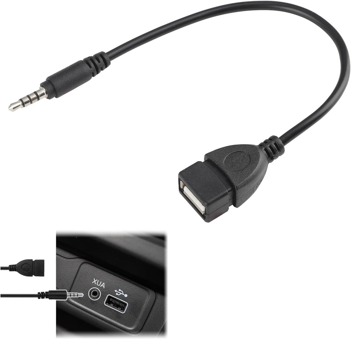 Audio Kabel Adapter - Aux USB Converter - Muziek Afspelen Auto - 3.5mm naar USB - 20 cm - Zwart