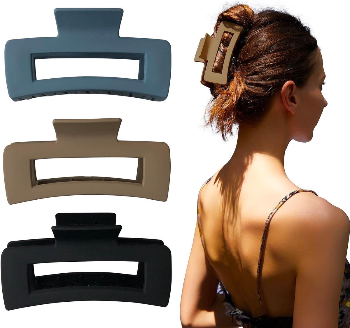 Grote Haarklemmen - Haarclips Klauw - Haar Styling - Antislip Mat - 10 cm - Bruin Zwart Blauw