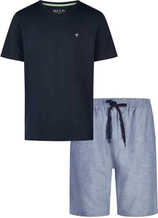 Amaxer Flanellen pyjama voor heren, winter, warm, 100% katoen, nachtkleding, lang hemd met zakken onderaan met trekkoord, Blauwgroene cheque met witte lijnen, L