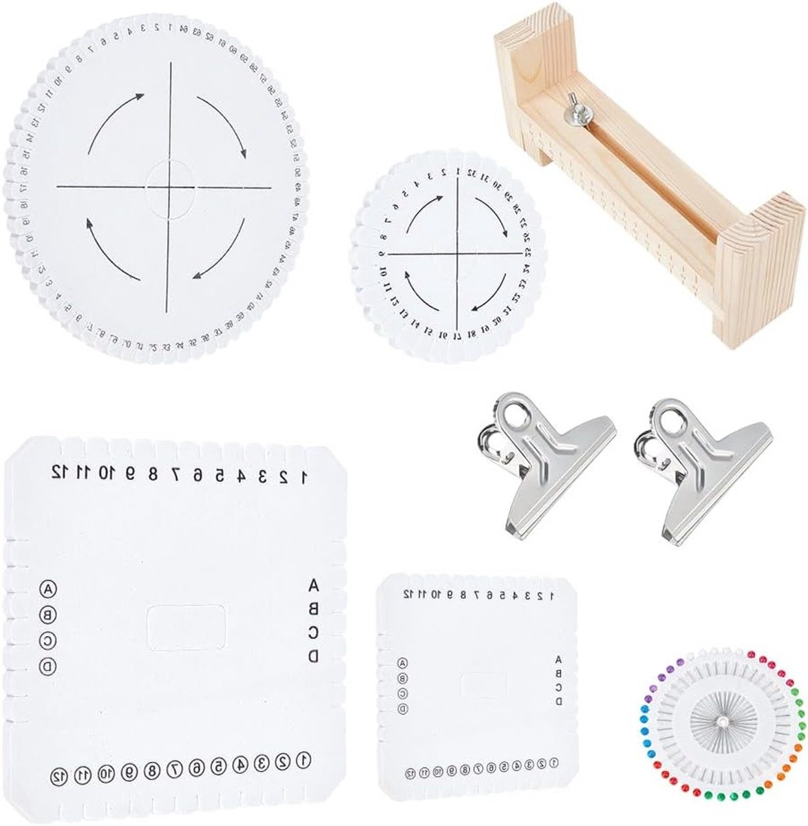 Houten Armband Maker Kit met 4 Vlecht Schijven en Naald - Verstelbare Paracord Jig, Schuim Brei Tray, Vlecht Bord voor DIY Armbanden en Creatieve Projecten