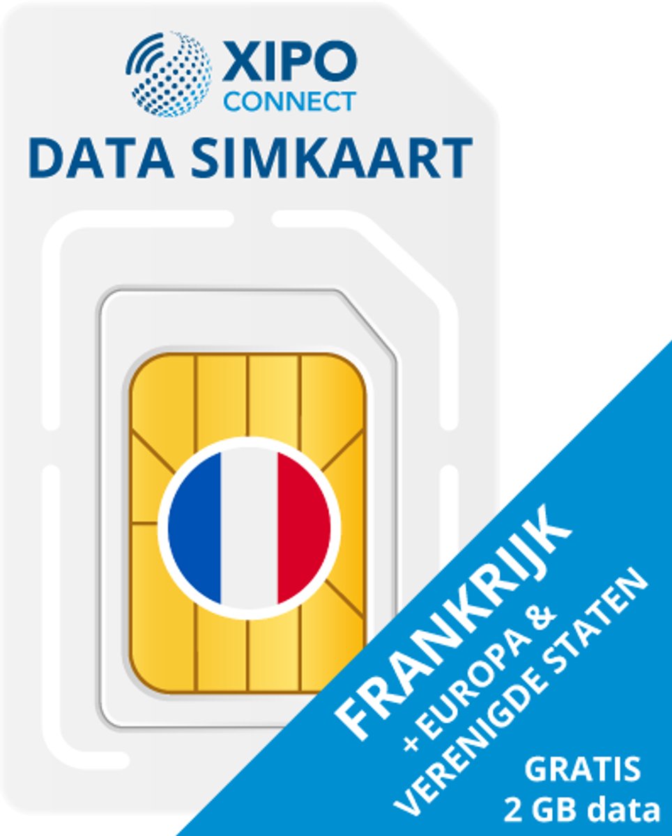 XIPO CONNECT - Data Simkaart Frankrijk + 2GB Data - 365 Dagen geldig