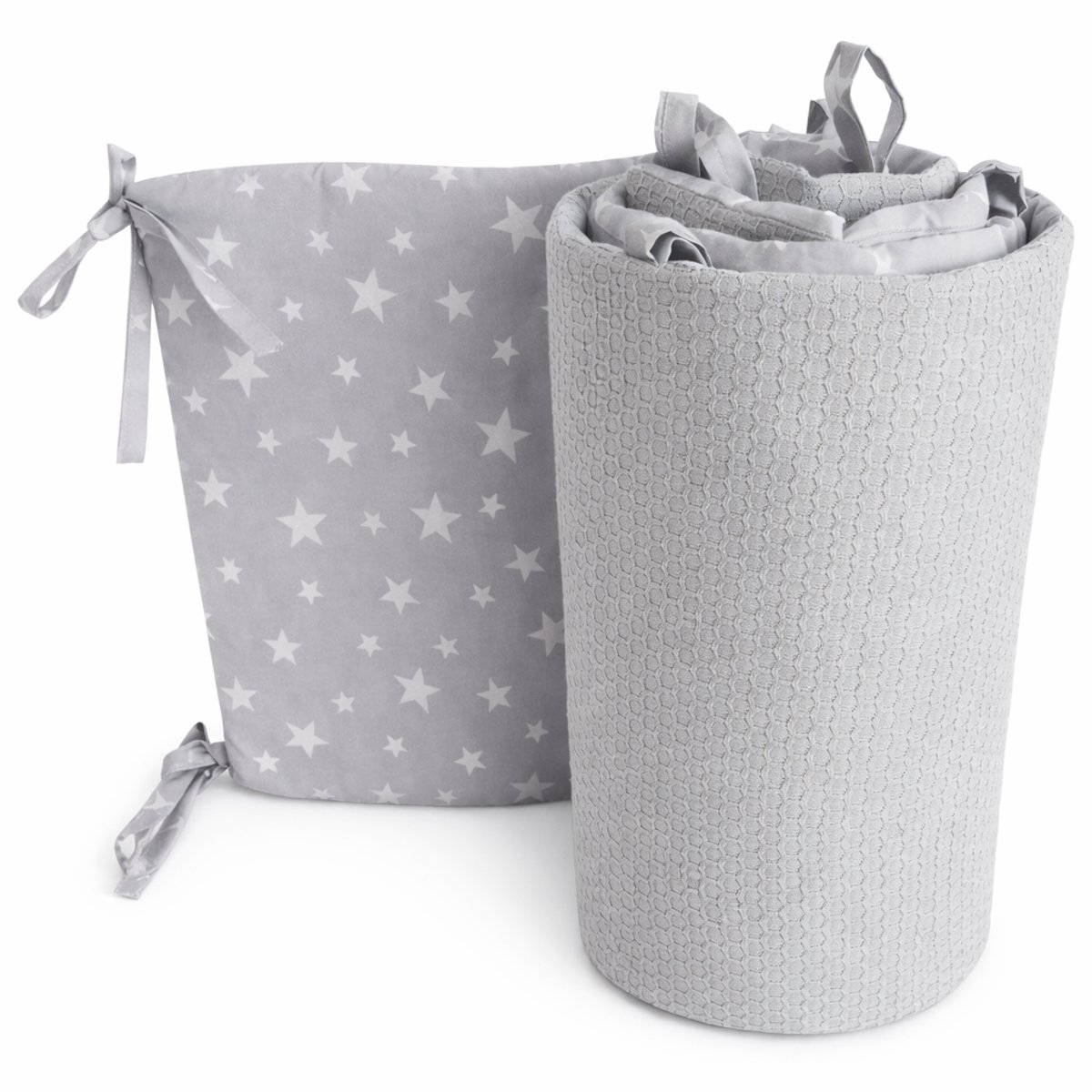 Quilola bedbumper Stars grey - bed zijbeschermers - anti stootrand - Bedomrander 180x30 cm
