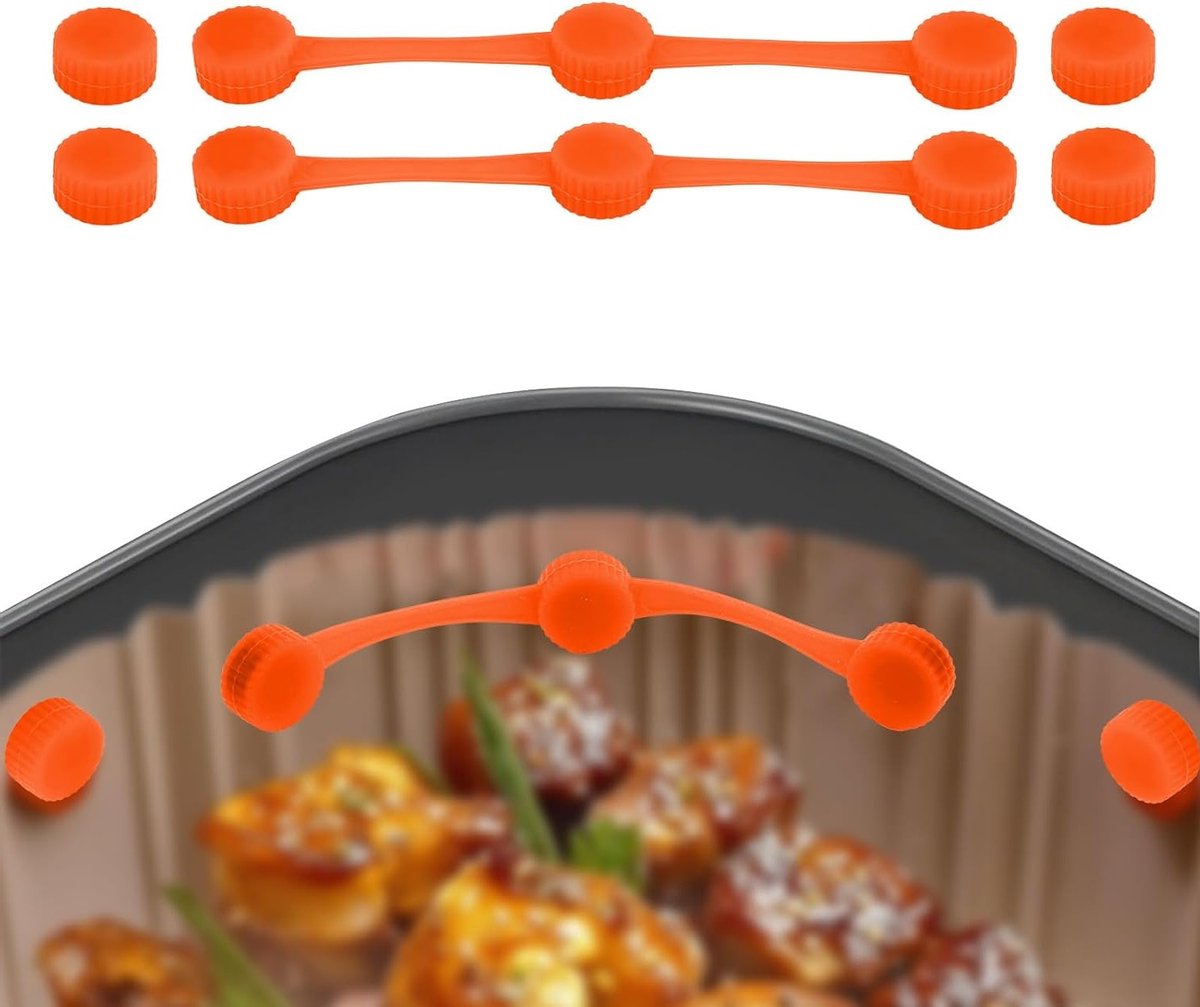 Magnetische Silicone Klemmen voor Airfryer, 2 Strips en 4 Klemmen voor Bakpapier en Veilig Koken