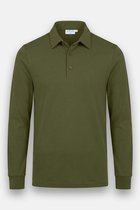 Vercate - Heren Polo Lange Mouw - Strijkvrij Poloshirt - Groen Bruin - Olive - Slim Fit - Excellent Katoen - Maat L