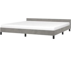 Bedframe met hoofdeinde - Ledikant Tweepersoons - Comfortabel Slapen - Zacht Fluweel - 200x200 cm - Lichtgrijs