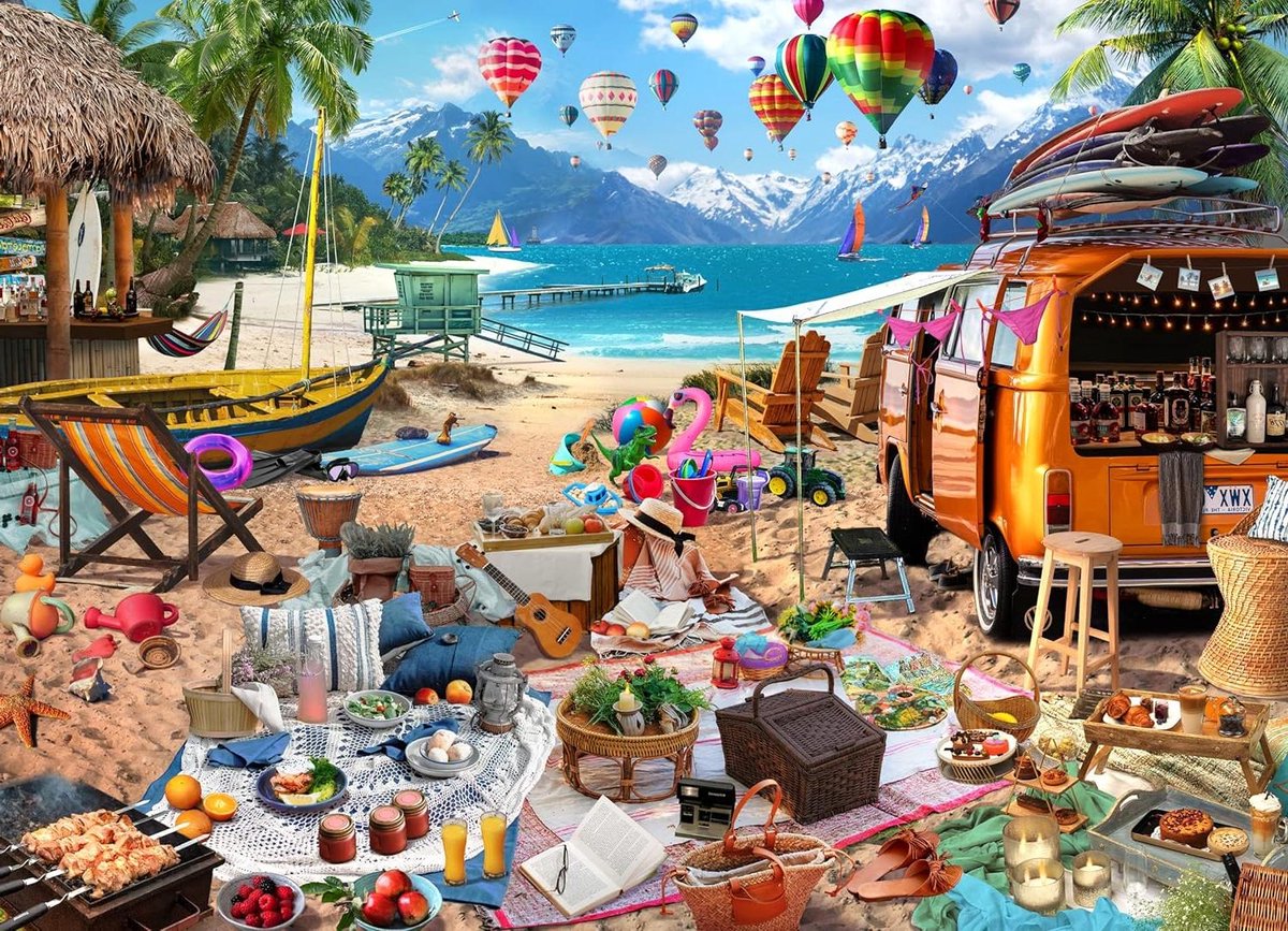 Strandvakantie Puzzel - Legpuzzel Volwassenen - Ontspannen Thuis - Anti-Glare Technologie - 1000 Stukjes - Meerkleurig