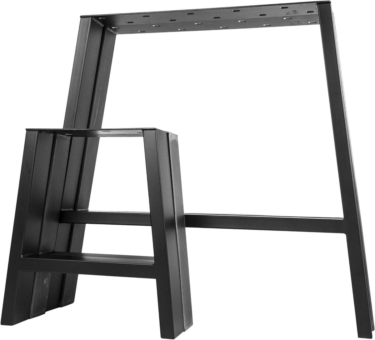 Tafelpoten Set - Onderstellen Metaal - Meubelbouw DIY - Gepoedercoat Staal - H42 cm - Zwart