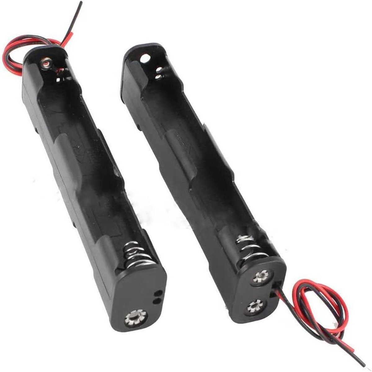 Batterij Houder - Batterij Case - Stroomvoorziening - Dubbele Laag Strip - 2 Stuks - Rood Zwart