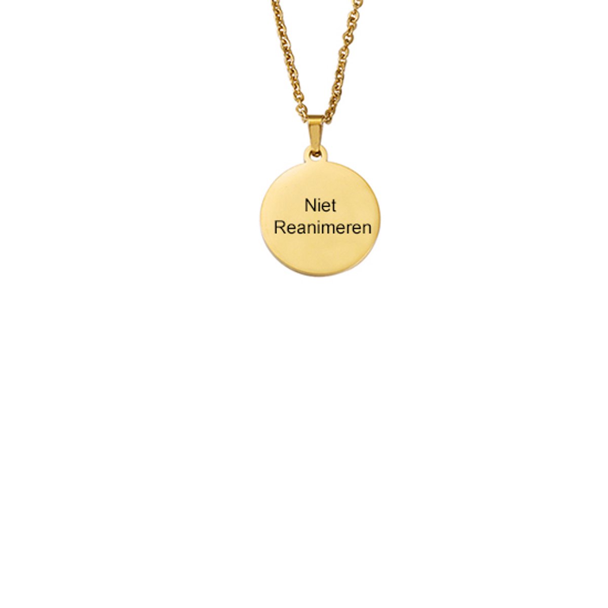 Gegraveerde Niet Reanimeren Ketting - Niet Reanimeren Penning - Do Not Resuscitate - Gegraveerd - Cirkel - Roestvrij Staal - RVS - Verstelbaar - Goudkleurig