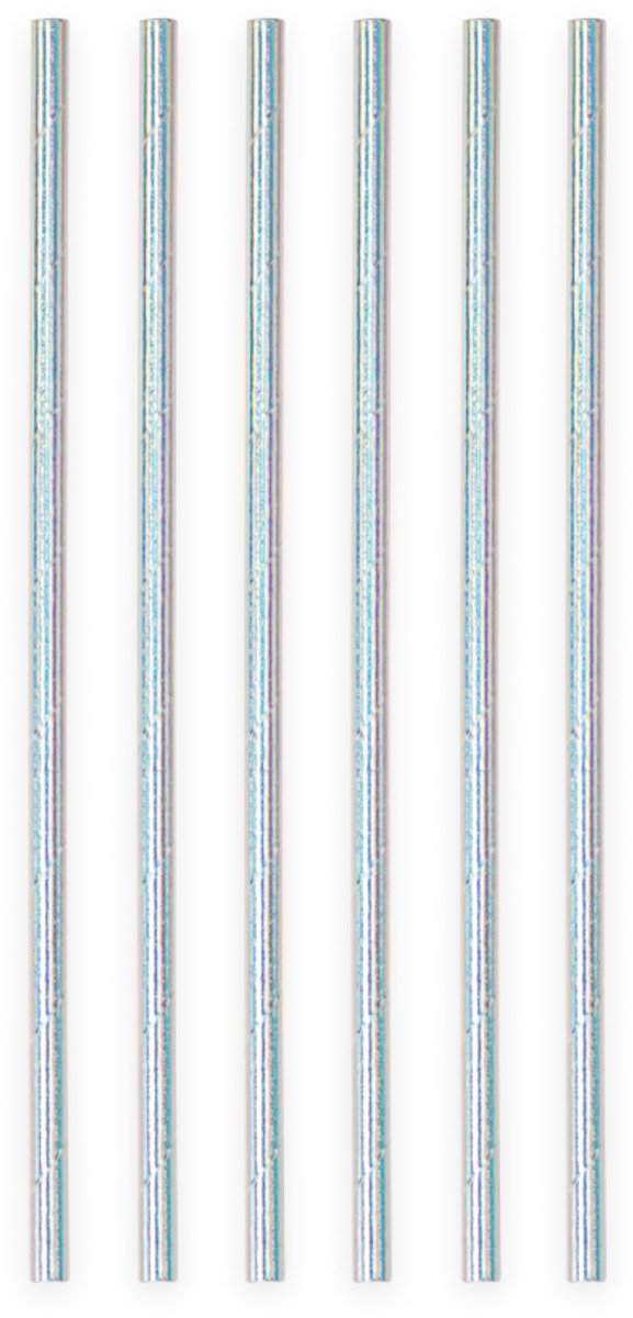 100 Papieren Rietjes Iridescent (Regenboogglans) - 6mm x 197mm - Voordeelverpakking (100 stuks) - Themafeest, unicorn party & verjaardag