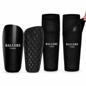 Vynix Ballers Voetbal Scheenbeschermers met Sleeves – Scheenbeschermers Voetbal – Shin Pads – Schokabsorberende Padding – 19x9 cm – Zwart