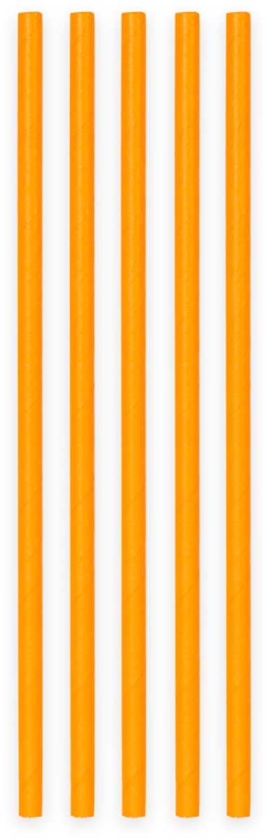 1000 Papieren Rietjes Uni Oranje - 6mm x 197mm - Bulkverpakking 1000 stuks - Grootverbruik - Koningsdag, Oranje supporters & Nederland feestversiering