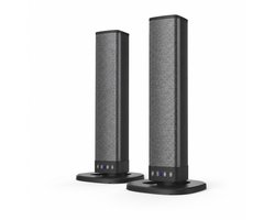 Gloovon® Deelbare Soundbar & PC Speakers - Bluetooth 5.0 & Bedraad - 20W Stereo Audio met 2000mAh Accu - AUX, RCA & USB - Zwart