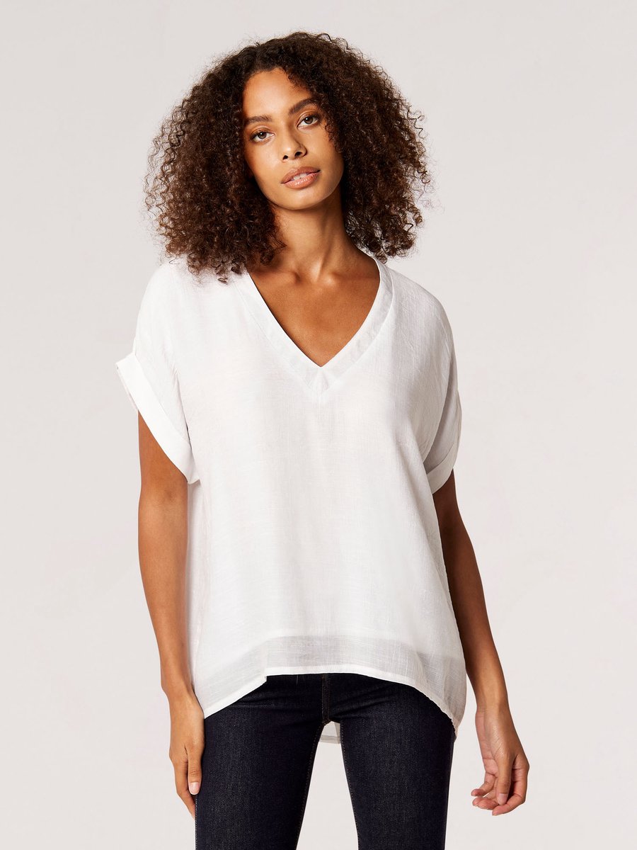 T-shirt met knopen aan de achterkant en slub-structuur