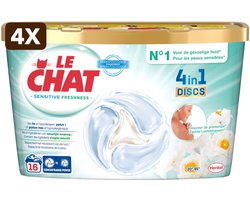 4 x Le Chat Wascapsules Sensitive Zachte Lentebloesem 16 wasbeurten - 16 stuks