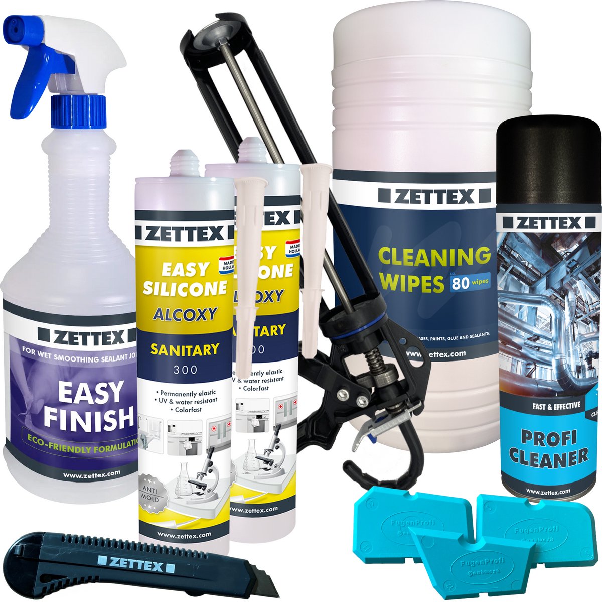 Zettex Easy Siliconenkit S - Sanitairkit voor Badkamer & Keuken - Schimmelbestendig & Elastisch - 310ml - RAL 9001 - VOORDEELBUNDEL