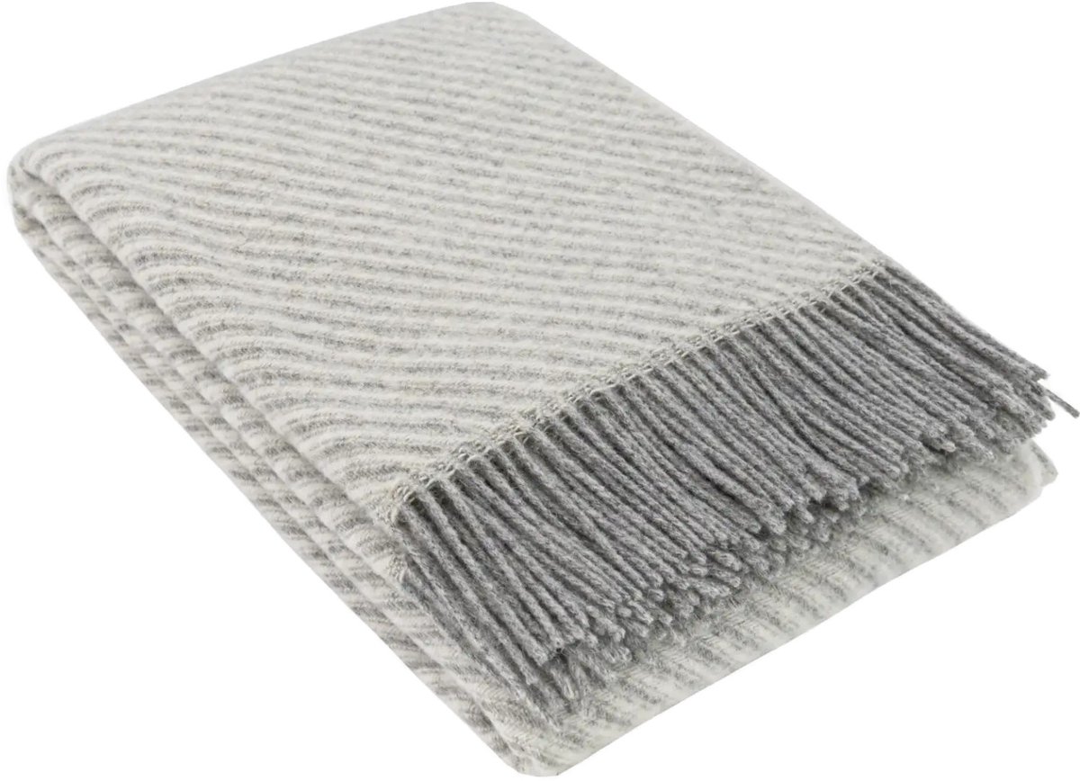 Wollen Plaid - VISTA (Lichtgrijs-Wit) - 140x200cm - Schapenvacht.SHOP®